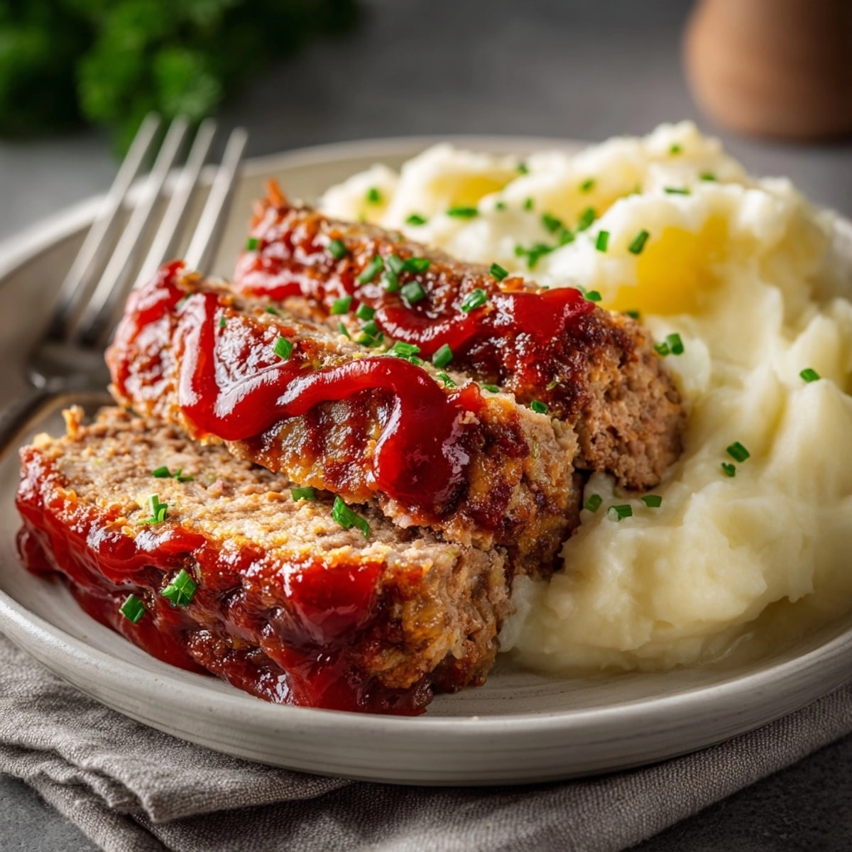 Family-favorite meatloaf recipe, fresh out of the oven, ready to slice and serve warm.