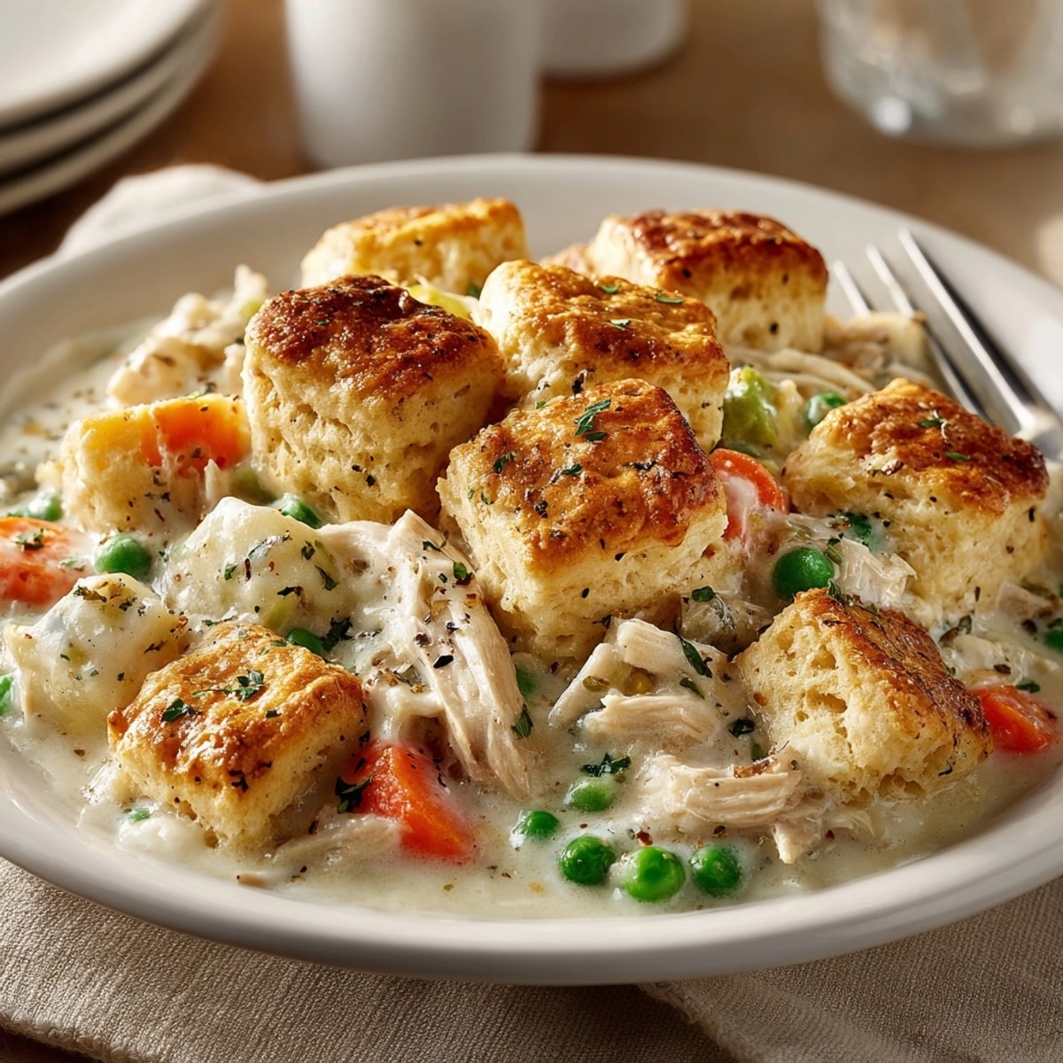 Creamy Slow Cooker Chicken Pot Pie simmers, ready for a cozy family dinner tonight.