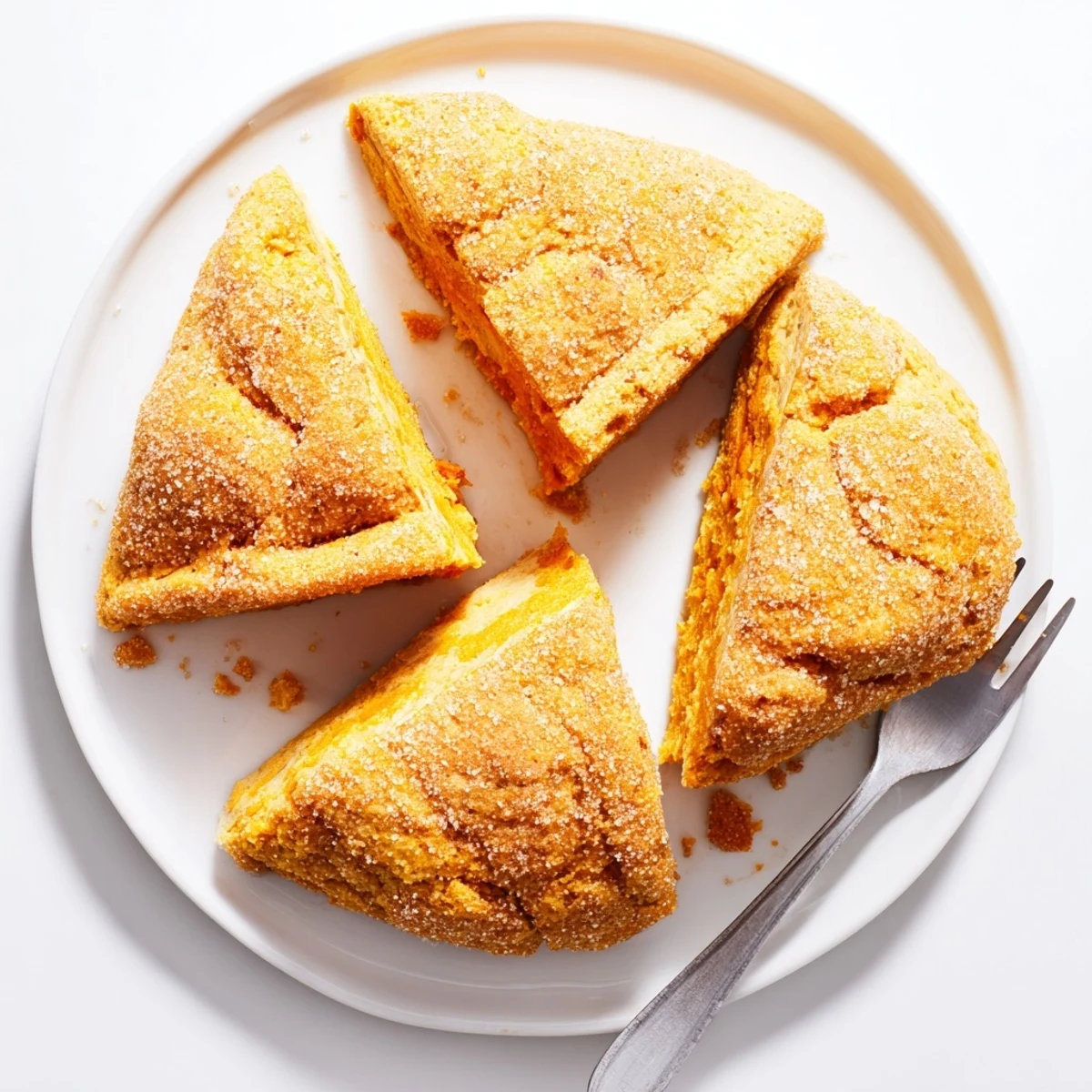 Tender Cinnamon Sugar Sweet Potato Scones with a sparkling crust for breakfast delight.  