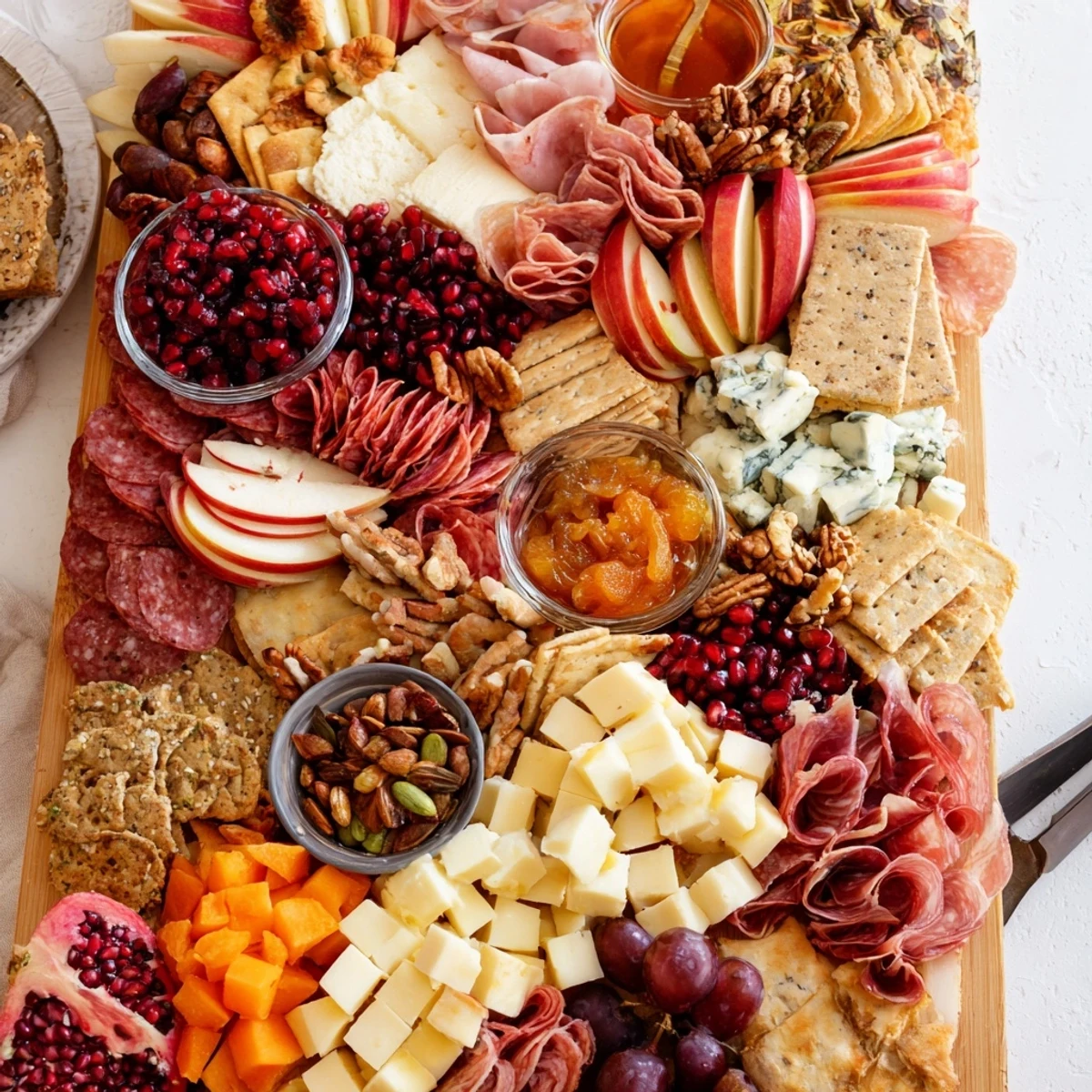 Delicious Autumn “Chaos” Charcuterie Board showcasing meats, cheeses, and fresh fall produce artfully displayed.