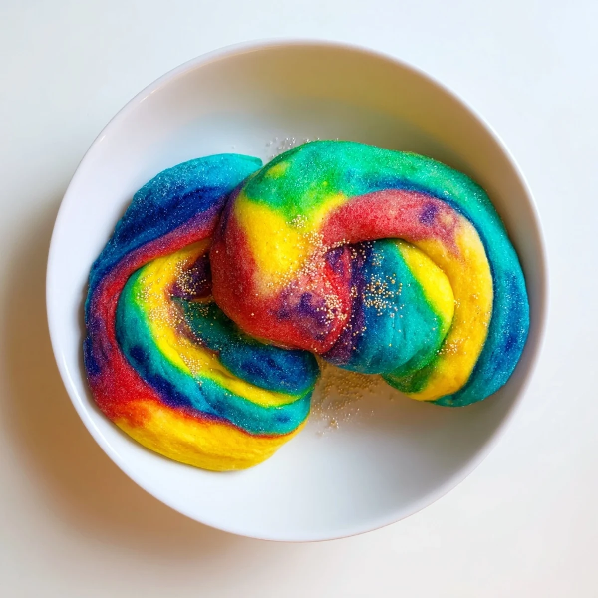 A vibrant Cloud Bread rainbow version, perfect for a fun breakfast treat.  