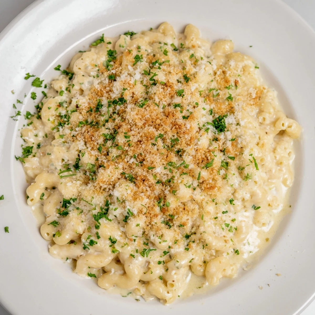 Golden-brown Truffle Macaroni & Cheese, bubbly and delicious, ready for a comforting meal.