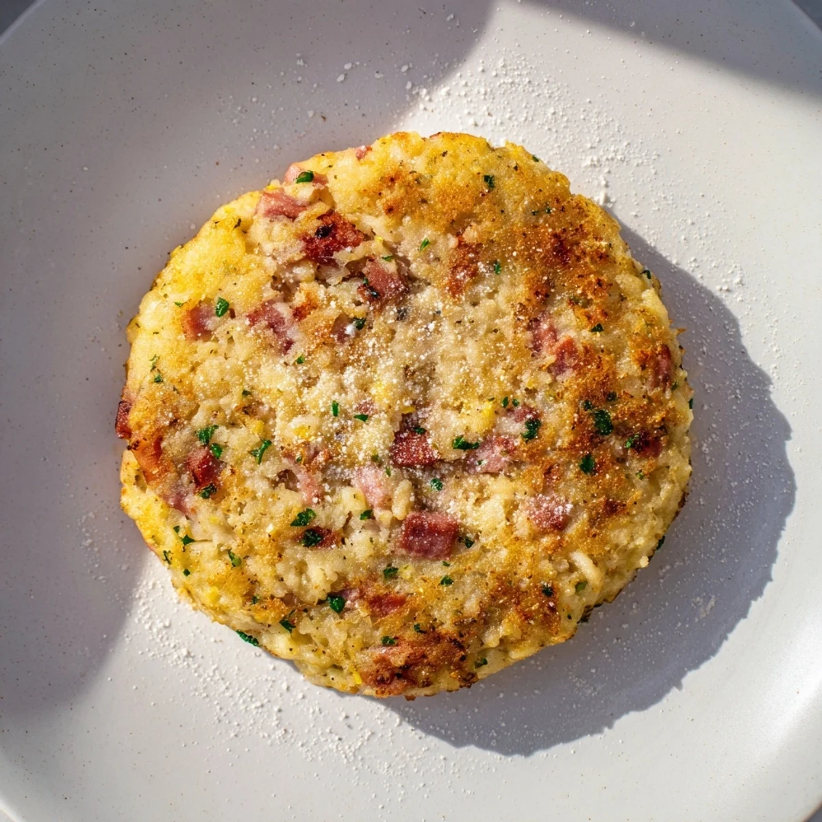 Golden-brown Depression-Era Ham & Potato Patties, crispy and savory, ready to be enjoyed.