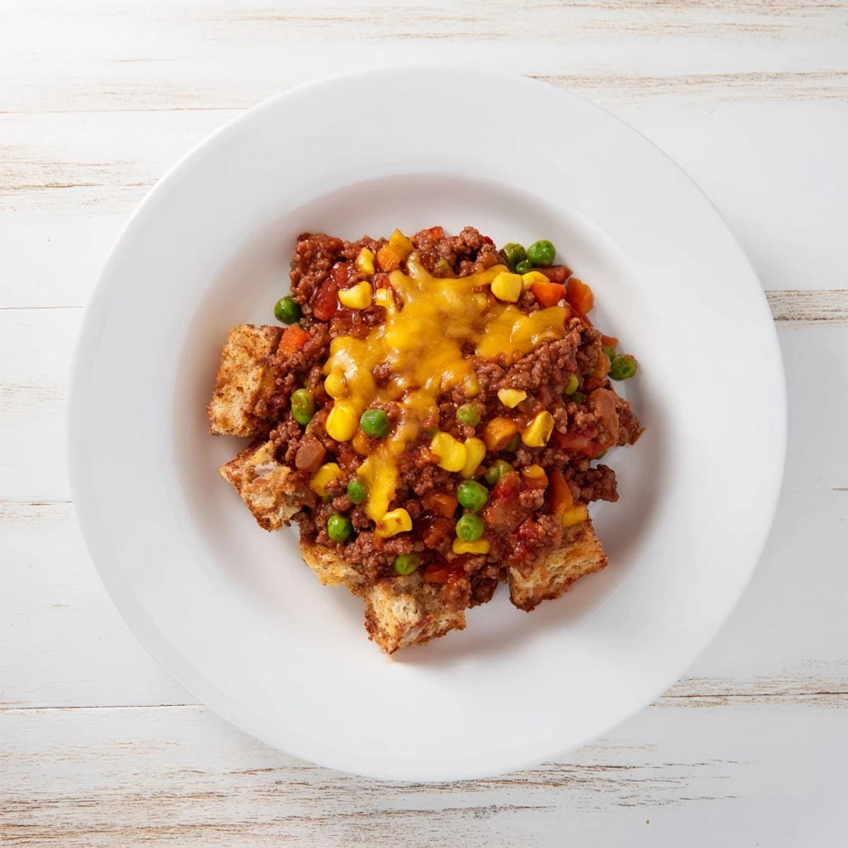 A bubbly 5-Ingredient Sloppy Joe Casserole, cheesy and steaming, perfect for a cozy weeknight dinner.
