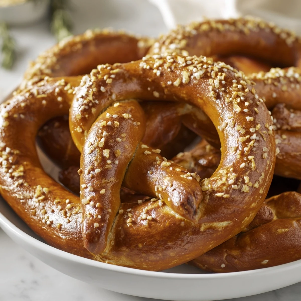 Close-up of a golden brown Budget Holiday Pretzel Wreath, ready to be shared and enjoyed warm.