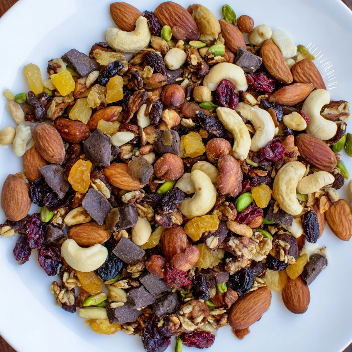 Imagery of this energizing Mountain High Adventure Snack Mix shows a perfect grab-and-go snack for any trek.