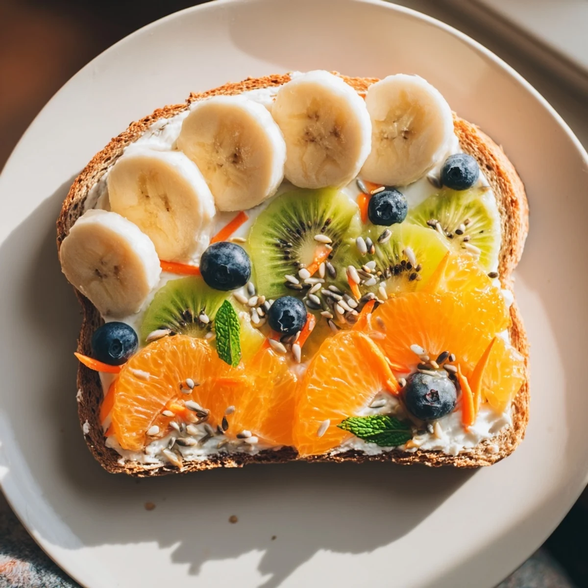 Vibrant Morning Sun Breakfast Toast Designs with sweet fruit offering a visually delightful, colorful breakfast.