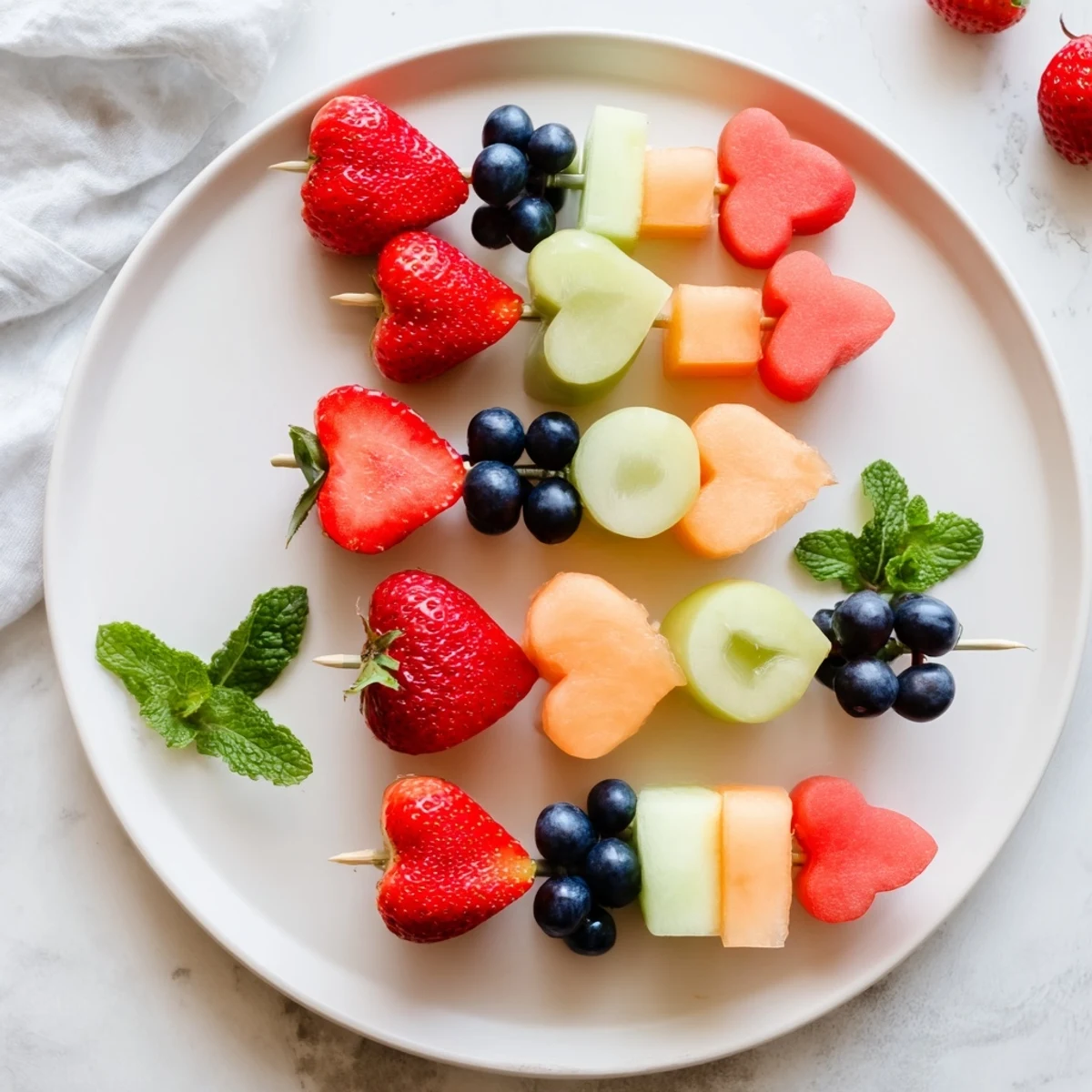 Enjoy a healthy treat of beautiful Berry Good Heart Fruit Skewers, perfect for kids or a summer dessert.