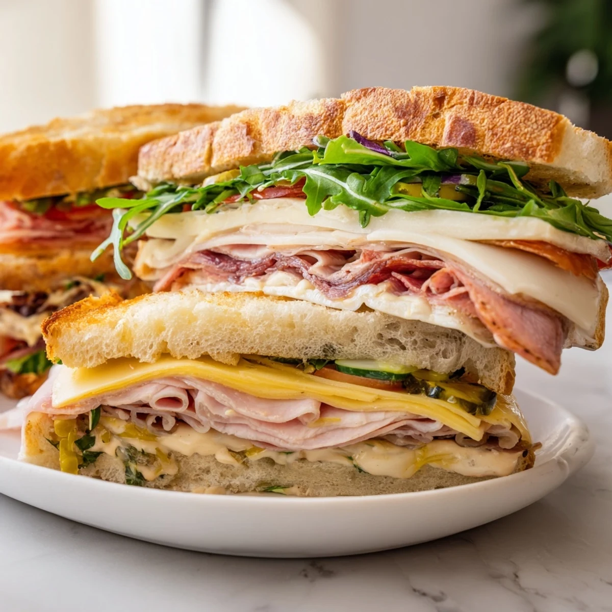 Enjoy these elegant Festin du Château Royal Sandwiches, full of savory meats and creamy cheeses, perfect for a feast.