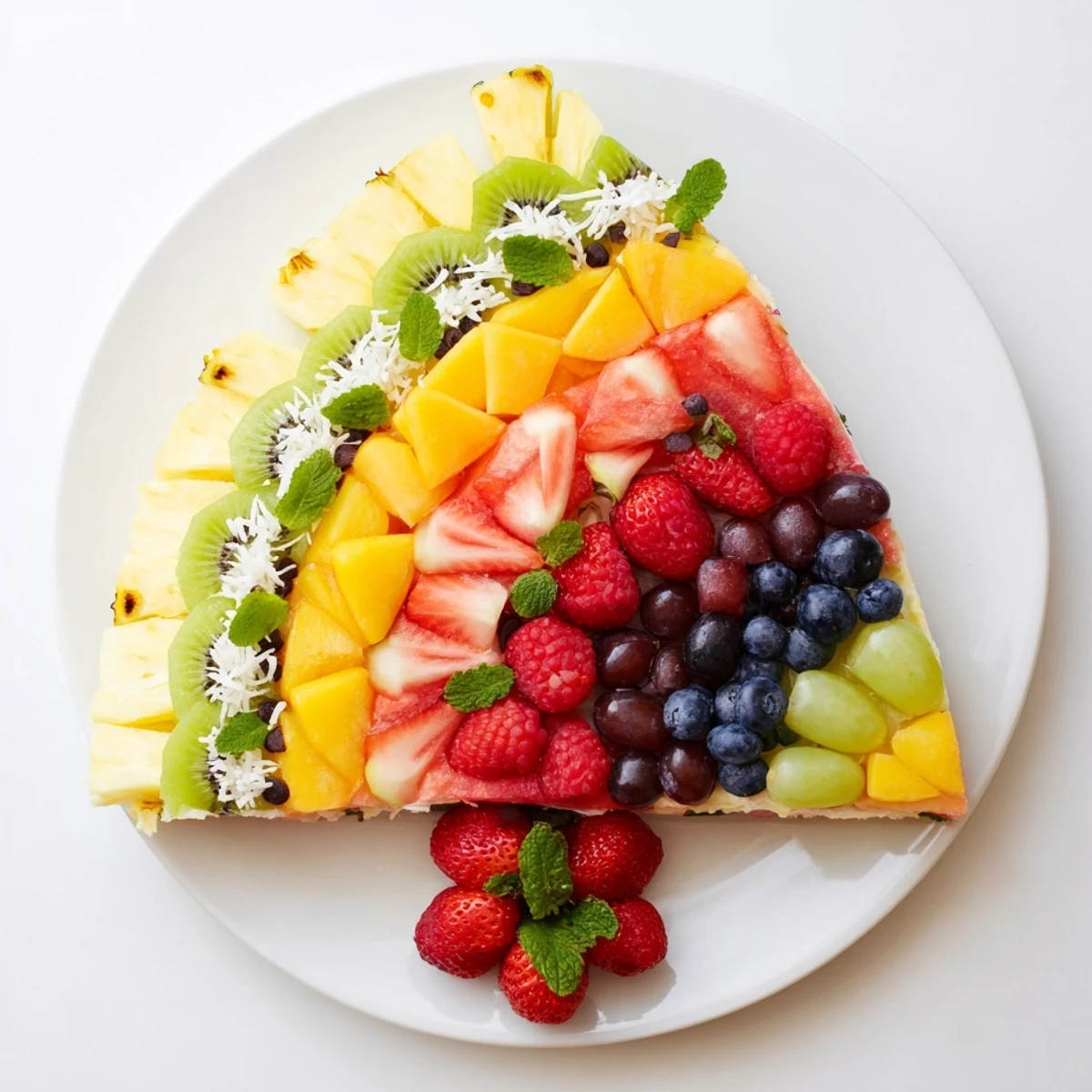 Creative Birthday Board displays a slice of cake made entirely from refreshing, colorful fruits.