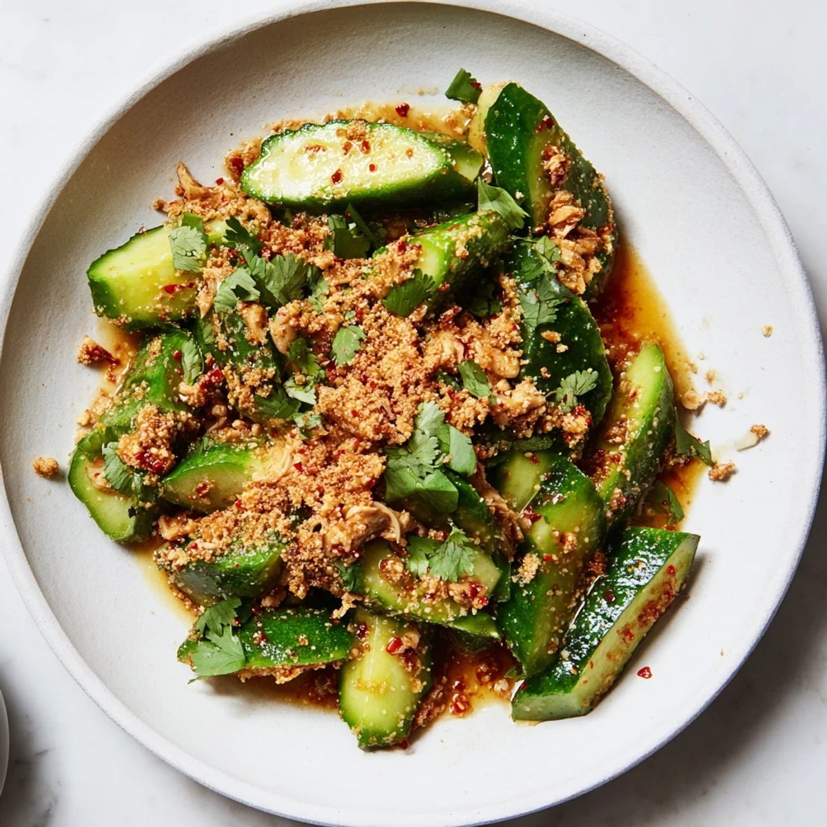 Delectable Whole Logan Cucumber Salad—refreshing and loaded with protein, perfect for lunch or dinner.