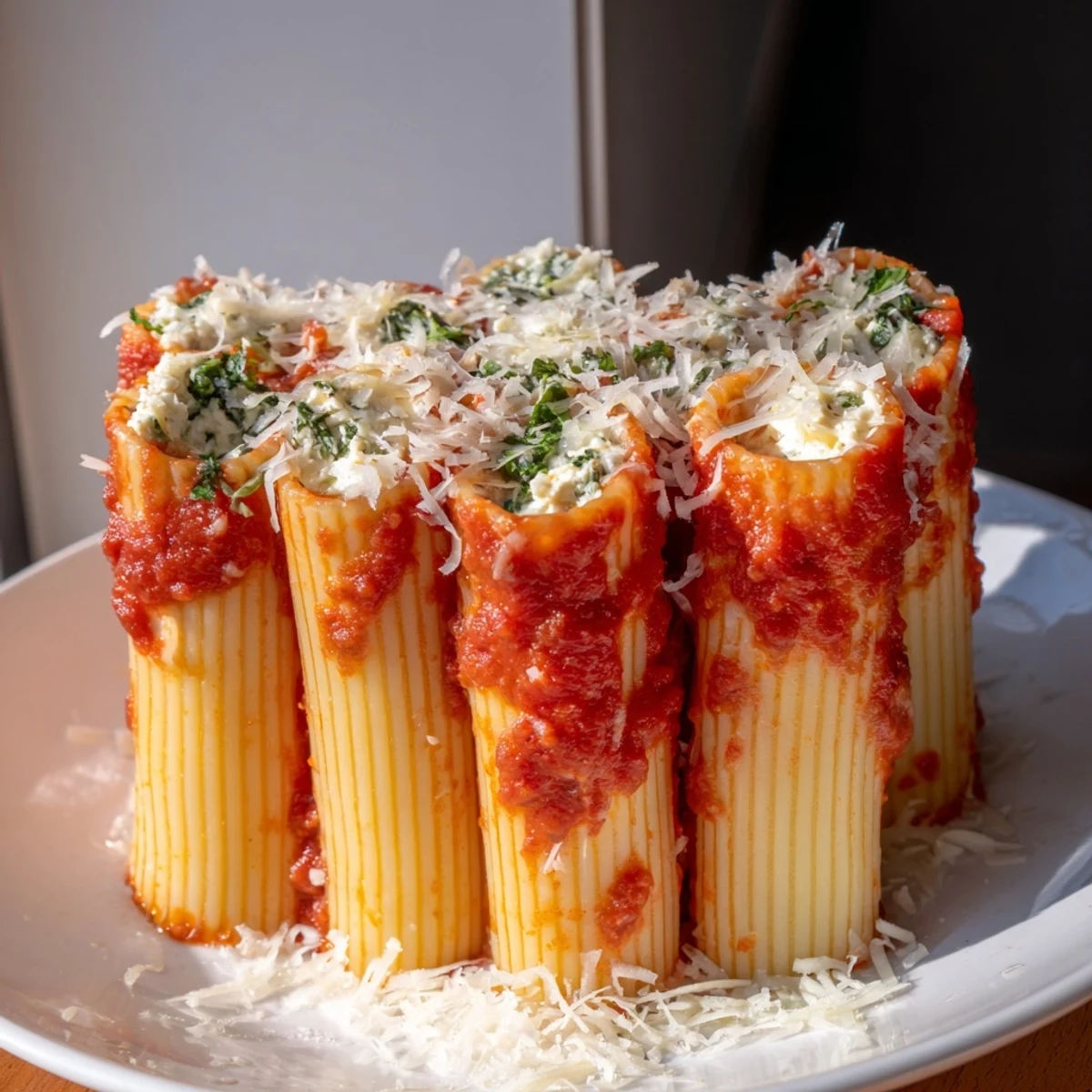 Picture this: Upright rigatoni in a Honeycomb Pasta Bake, filled with cheese, baked to a delicious crust!