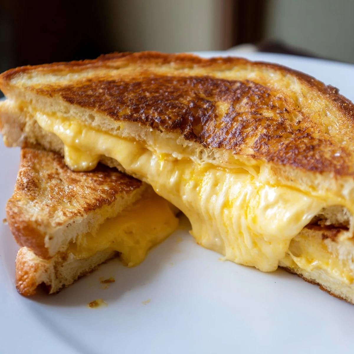 Gooey cheese melts between custard-soaked bread in this savory Custard French Toast Grilled Cheese.