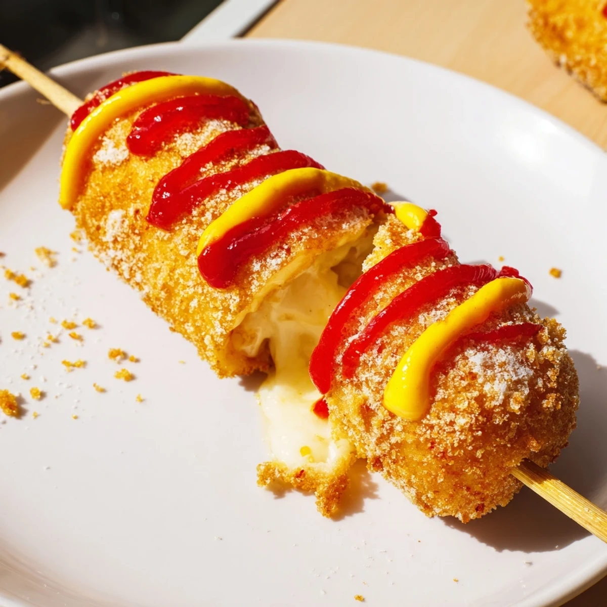 Imagine biting into these hot, sugary Cheesy Korean Corn Dogs, with a deliciously crunchy exterior.