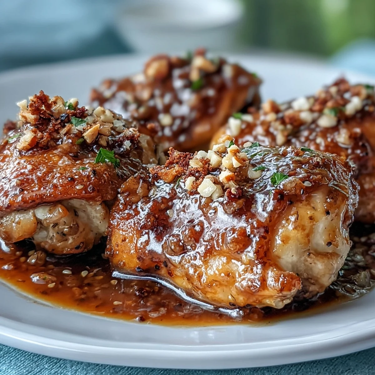 Tender Slow Cooker Honey Mustard Chicken coated in a sweet and tangy glaze, perfect for a family dinner.