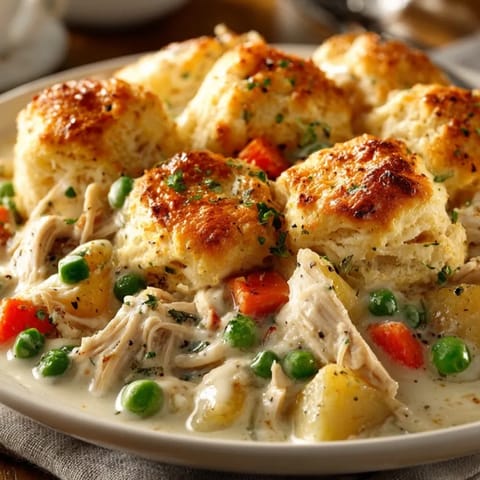 Golden, flaky crust tops this savory Slow Cooker Chicken Pot Pie recipe perfection.