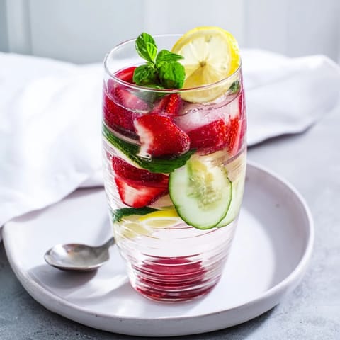Vibrant strawberry and mint water-based mocktails, perfect for summer gatherings.  