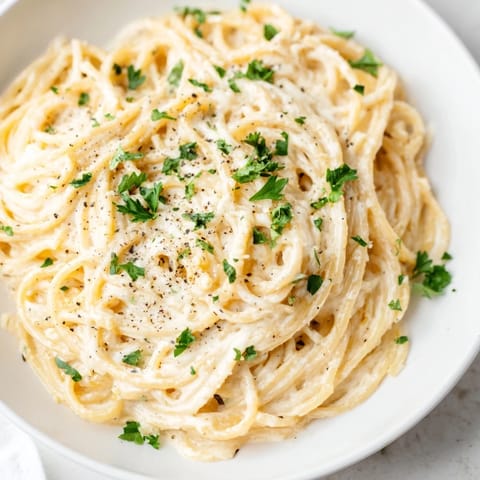 Creamy Three Cheese Spaghetti