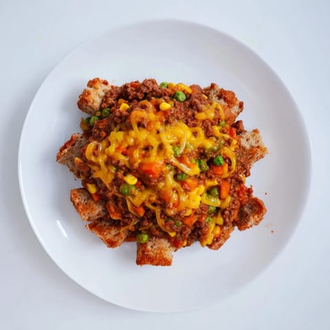 Golden and browned, this 5-Ingredient Sloppy Joe Casserole shows off tender bread and melted cheese toppings.