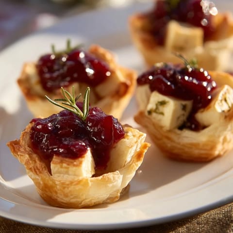 Warm, bubbly Express Cranberry Sauce Brie Bites offer a delicious bite of holiday appetizer perfection.
