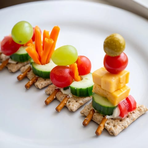Choo Choo Train Snack Track features colorful fruits and veggies arranged on crackers for kids.