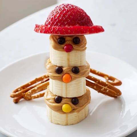 Banana Peanut Butter Snowmen