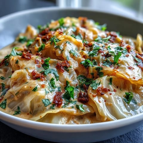 Tender wedges of Coconut Braised Cabbage in a warmly spiced coconut sauce, ready to spoon over steamed rice.