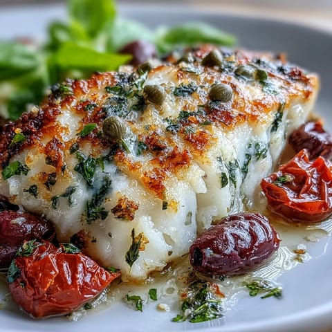 Mediterranean baked cod dish
