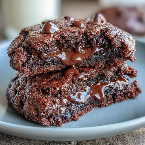 1. Double Chocolate Cottage Cheese Protein Cookies with rich, fudgy texture and melty chocolate chips for a healthy treat.  