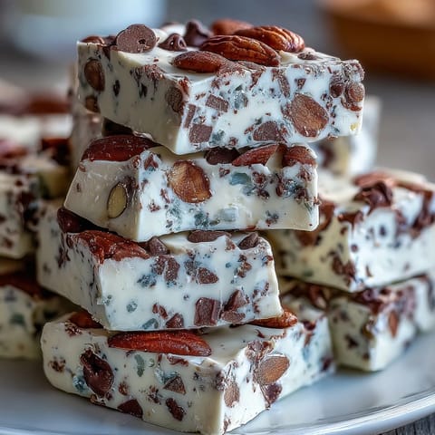 Creamy Greek yogurt and cottage cheese bark with cookie dough flavor and chocolate chips, a high-protein frozen treat.