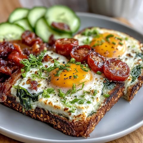 Protein-packed cottage cheese breakfast bowl topped with crisp cucumber, tomatoes, and parsley.