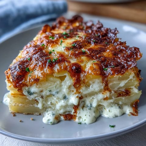 Golden, bubbly scalloped potatoes layered with sharp cheddar and mozzarella, baked until creamy and irresistible.