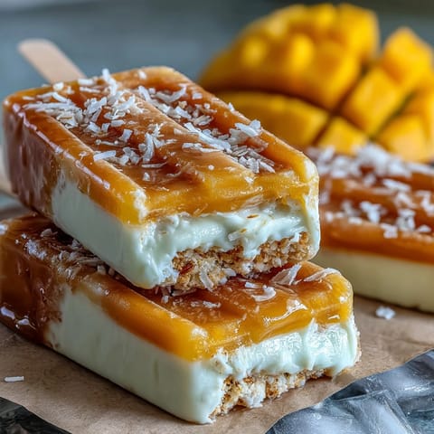 Taste pure sunshine with these vibrant vegan mango coconut popsicles, bursting with tropical flavor.