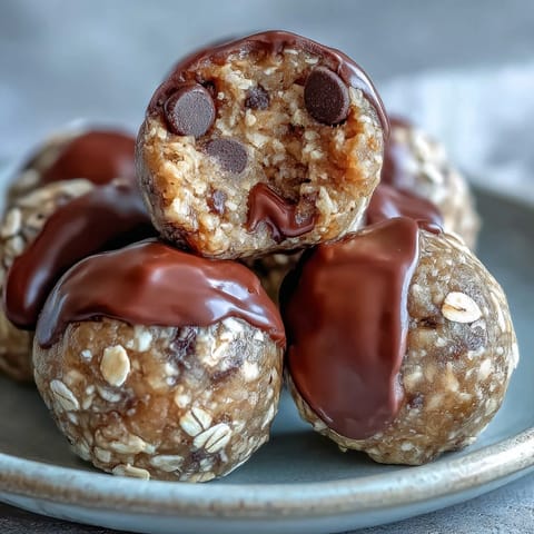 Hand-rolled protein balls with peanut butter and oats, a satisfying no-bake snack.