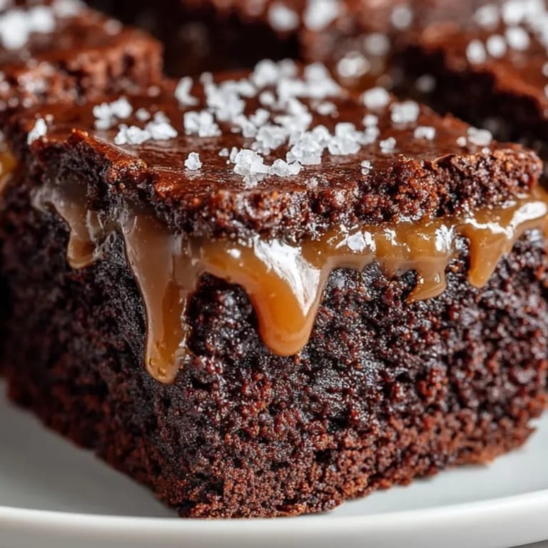 Warm, gooey Salted Caramel Brownie Bites, a perfect, easy baking project image.