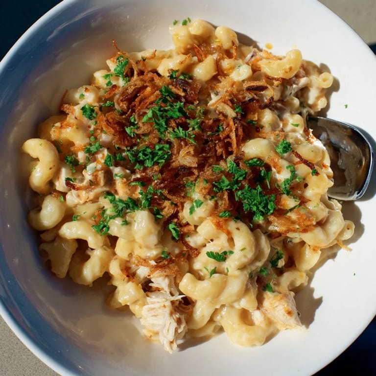 Delicious One-Pot Honey BBQ Chicken Mac and Cheese, perfect for cozy family dinners.  