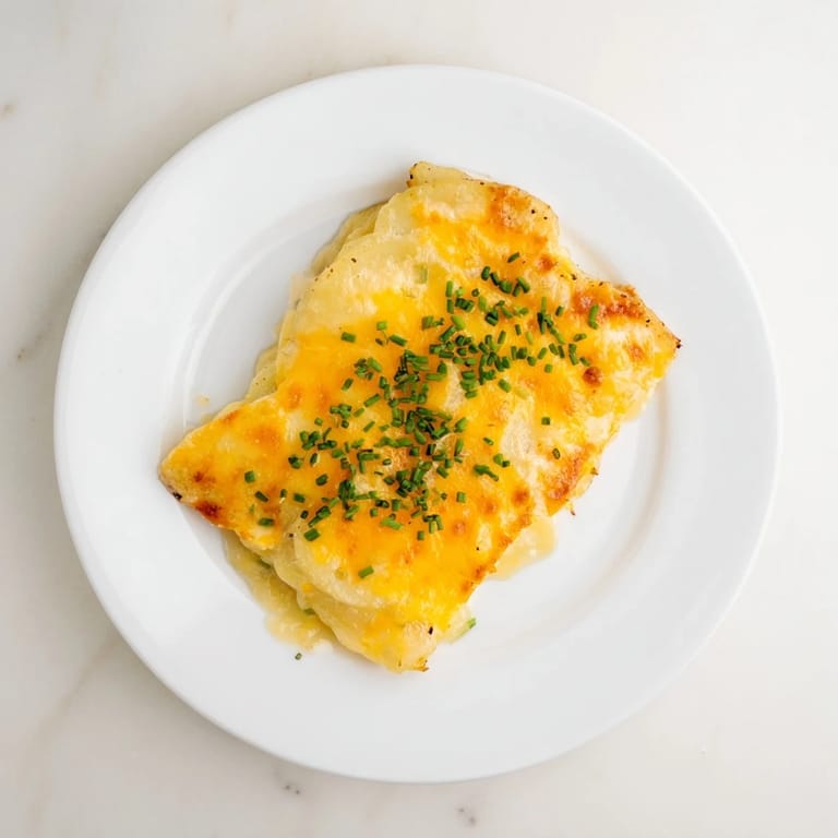 A baking dish overflowing with creamy, layered cheesy scalloped potatoes, perfect for a family meal.