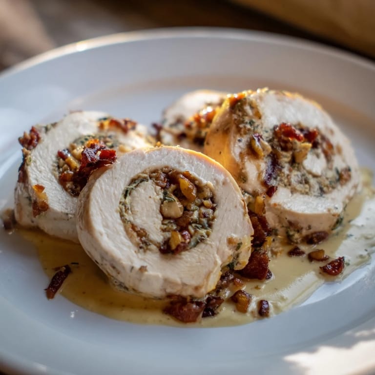 Chicken Stuffing Roulades with Cream Sauce