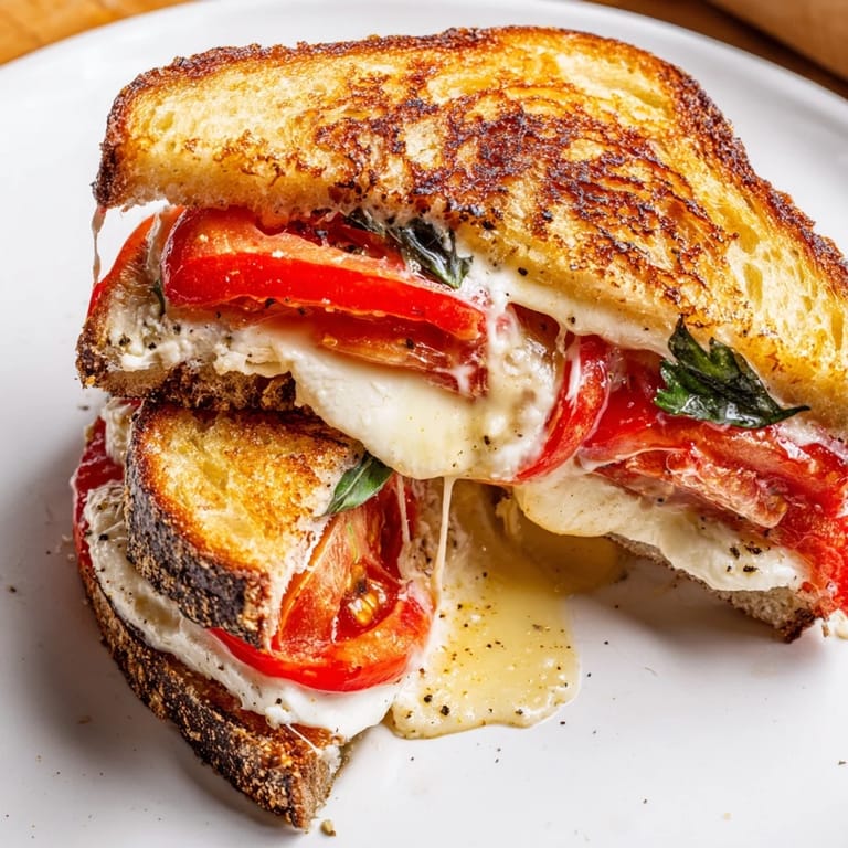 Golden, buttery slices encase melted burrata and basil in this delicious Tomato Basil Burrata Stuffed Grilled Cheese.