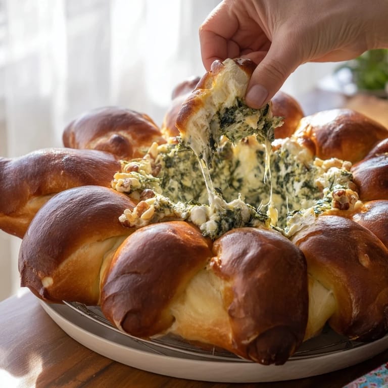 Festive holiday appetizer: The baked Reindeer Antler Spinach Dip Ring, a pull-apart bread with a creamy filling.