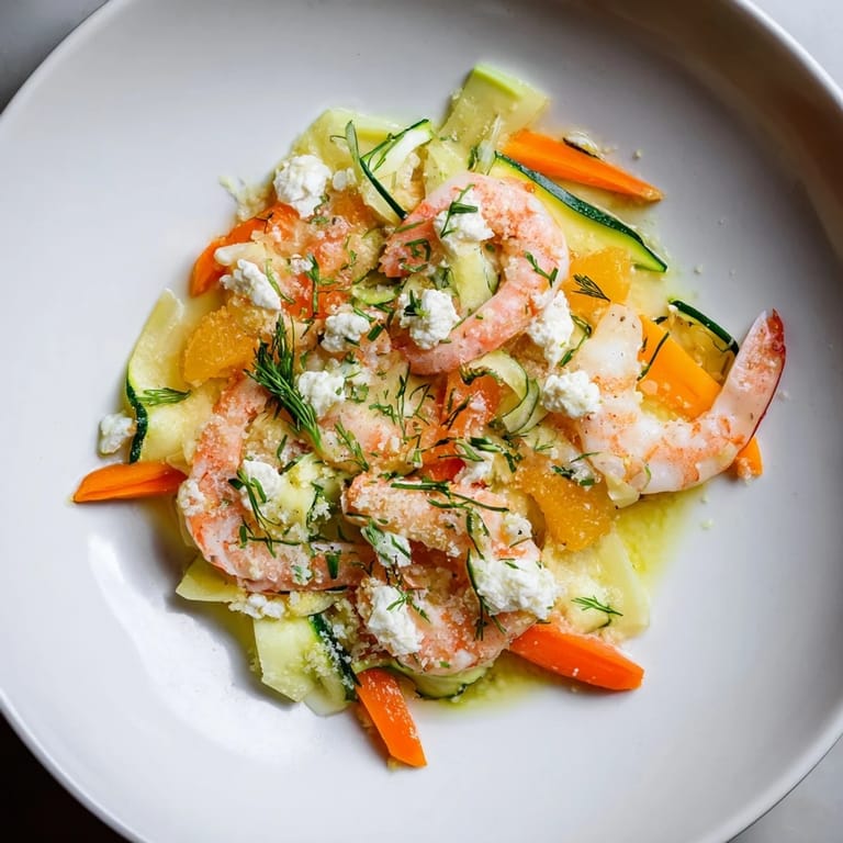 Eye-catching The Coral Reef recipe: tender shrimp and bright citrus artfully arranged to mimic the ocean.
