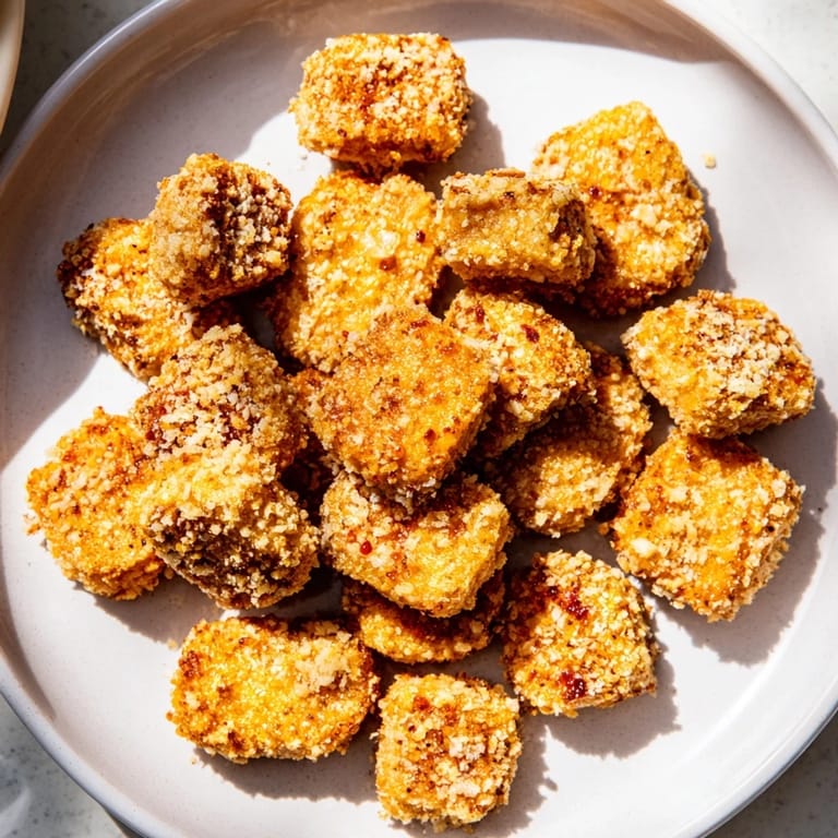 Perfectly cooked Air Fryer Un-Fried Chicken Nuggets, boasting a satisfyingly crunchy texture and tender chicken inside.
