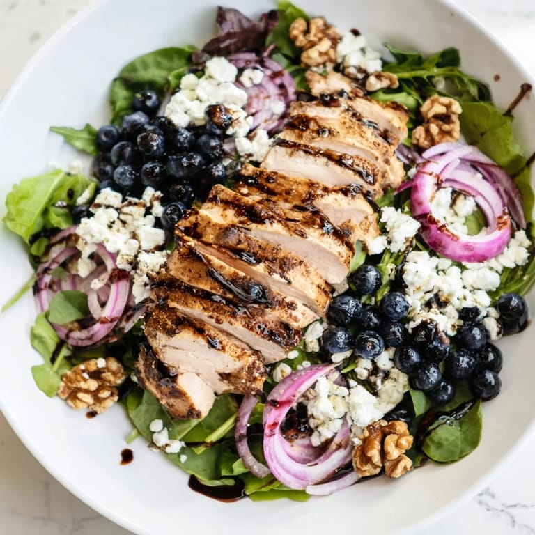 This healthy Blueberry Goat Cheese Chicken Salad features tender chicken, creamy goat cheese, and crunchy walnuts.