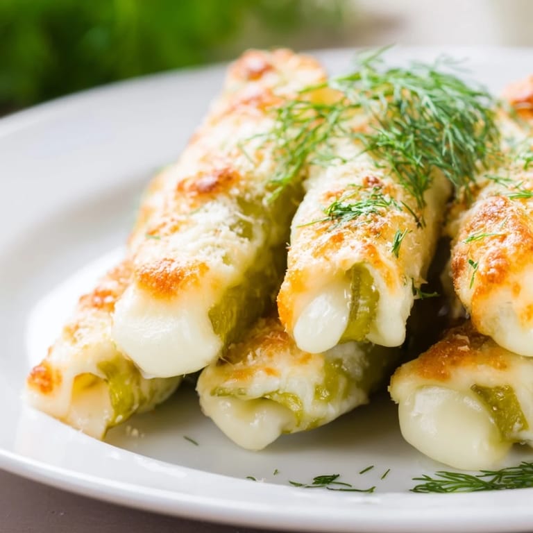 A close-up of steaming Melted Cheese Pickle Rolls, showcasing the crispy, golden cheese and juicy pickle inside.