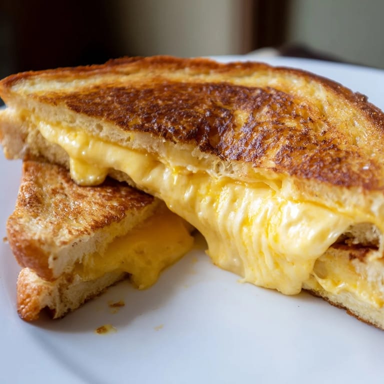 Gooey cheese melts between custard-soaked bread in this savory Custard French Toast Grilled Cheese.