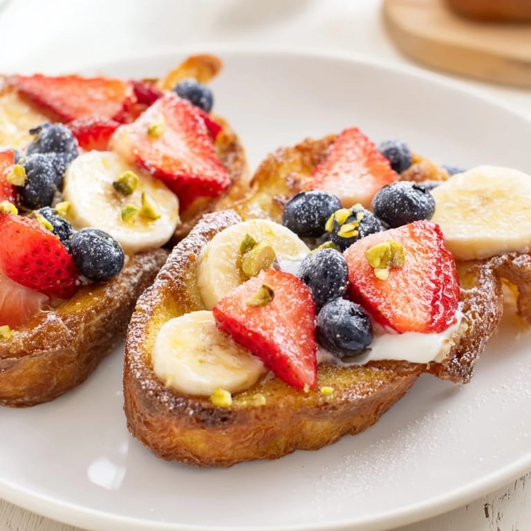 Warm and inviting, the finished yogurt toast is garnished with powdered sugar—a perfect treat.