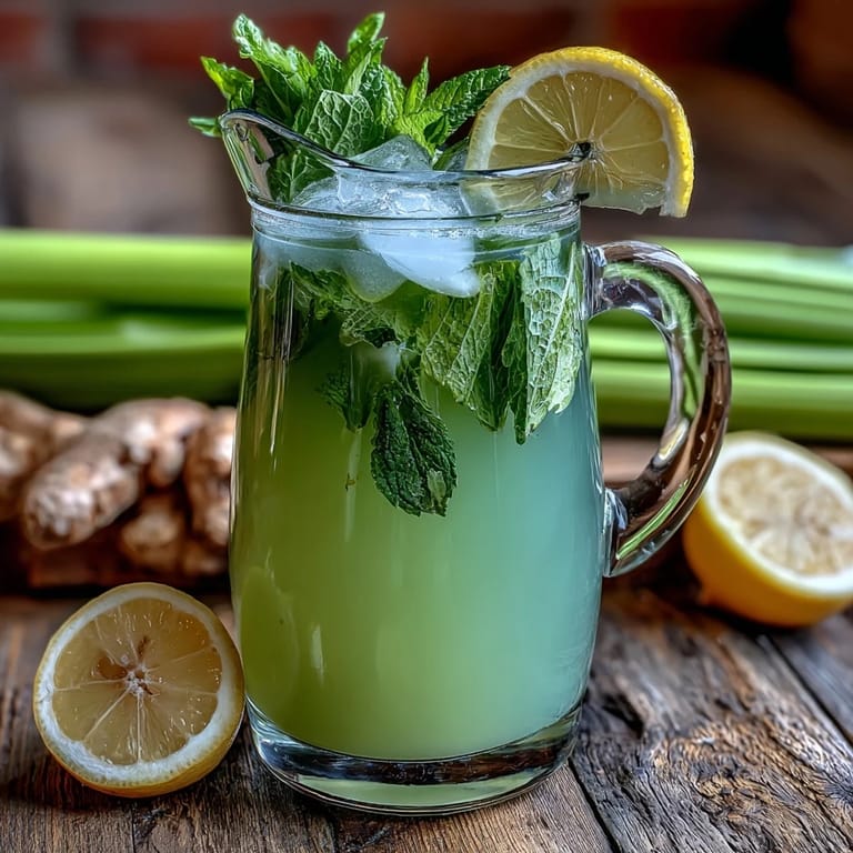 Bright Celery Ginger Lemon Juice, a thirst-quenching vegan beverage for refreshment.