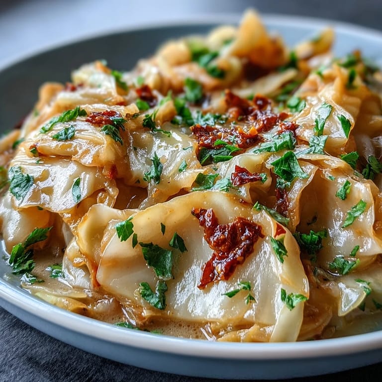 Vibrant Coconut Braised Cabbage garnished with fresh cilantro and toasted coconut flakes, served alongside grilled chicken and naan.