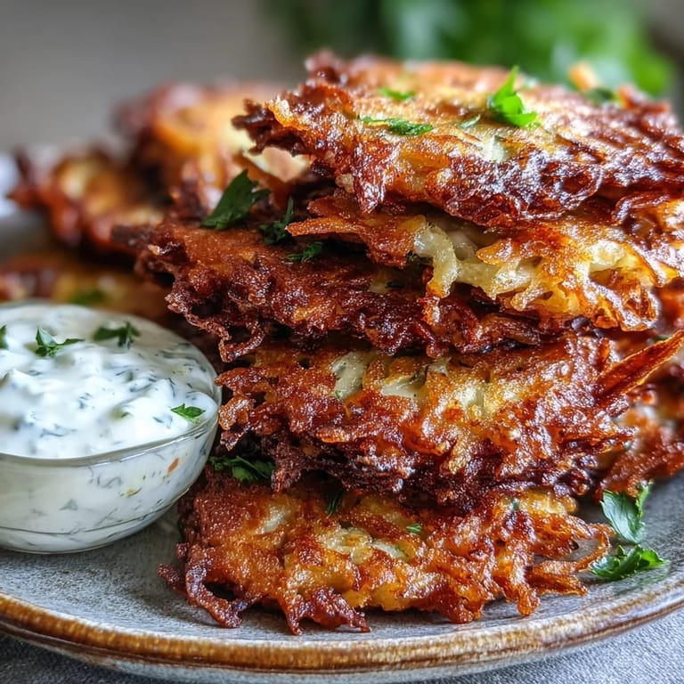 Rustic Cabbage Fritters With Dipping Sauce beside a small bowl of creamy sauce.