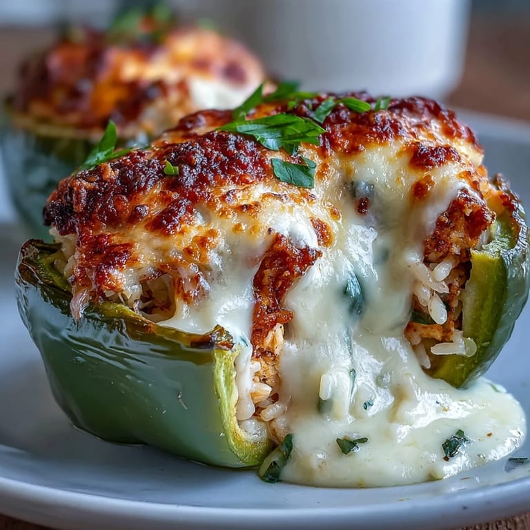 Melted mozzarella and Parmesan coat the tender peppers, served alongside a crisp green salad for dinner.